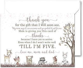Girls Woodland Baby Shower Thank You Cards with Envelopes (25 Blank Note Cards) Baby Girl Thank You Cards Cute Prewritten Message on Cute Notecard Set Rustic Boho Floral Pink
