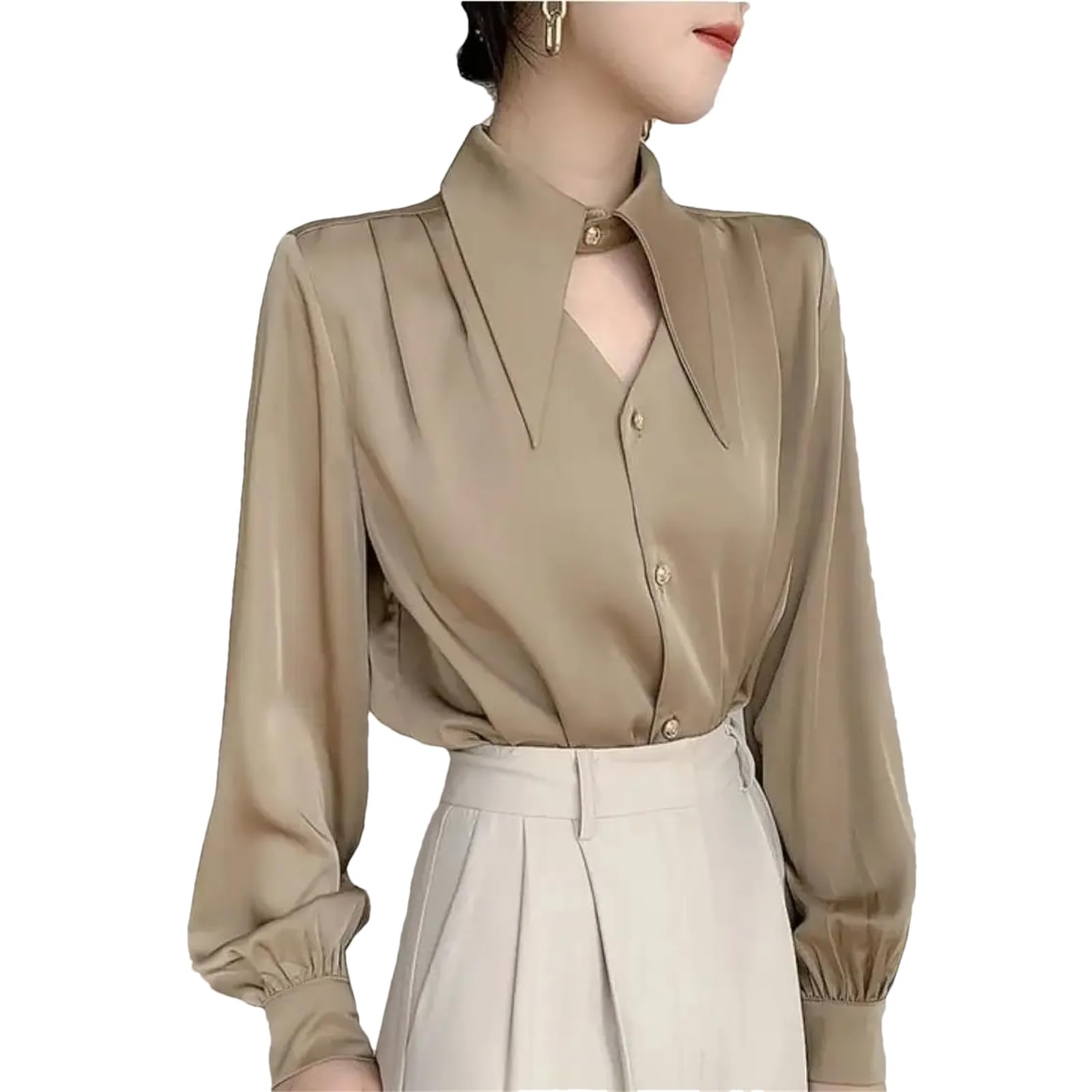 Camicie da donna in raso primavera autunno stile coreano maniche lunghe abbottonate camicie ufficio signore abbigliamento da lavoro camicette