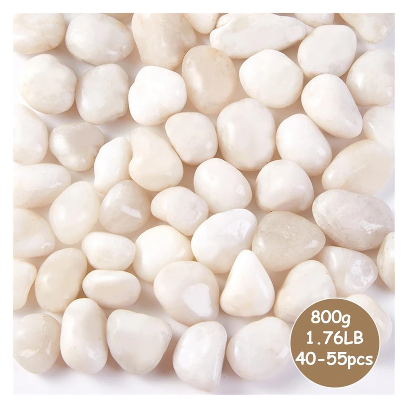 Generico Sassi Bianchi levigati Naturali 2-3cm for Decorazione Paesaggio | Le pietre lisce e pulite si abbinano a vasi, fioriere e alla disposizione del giardino esterno(800g)