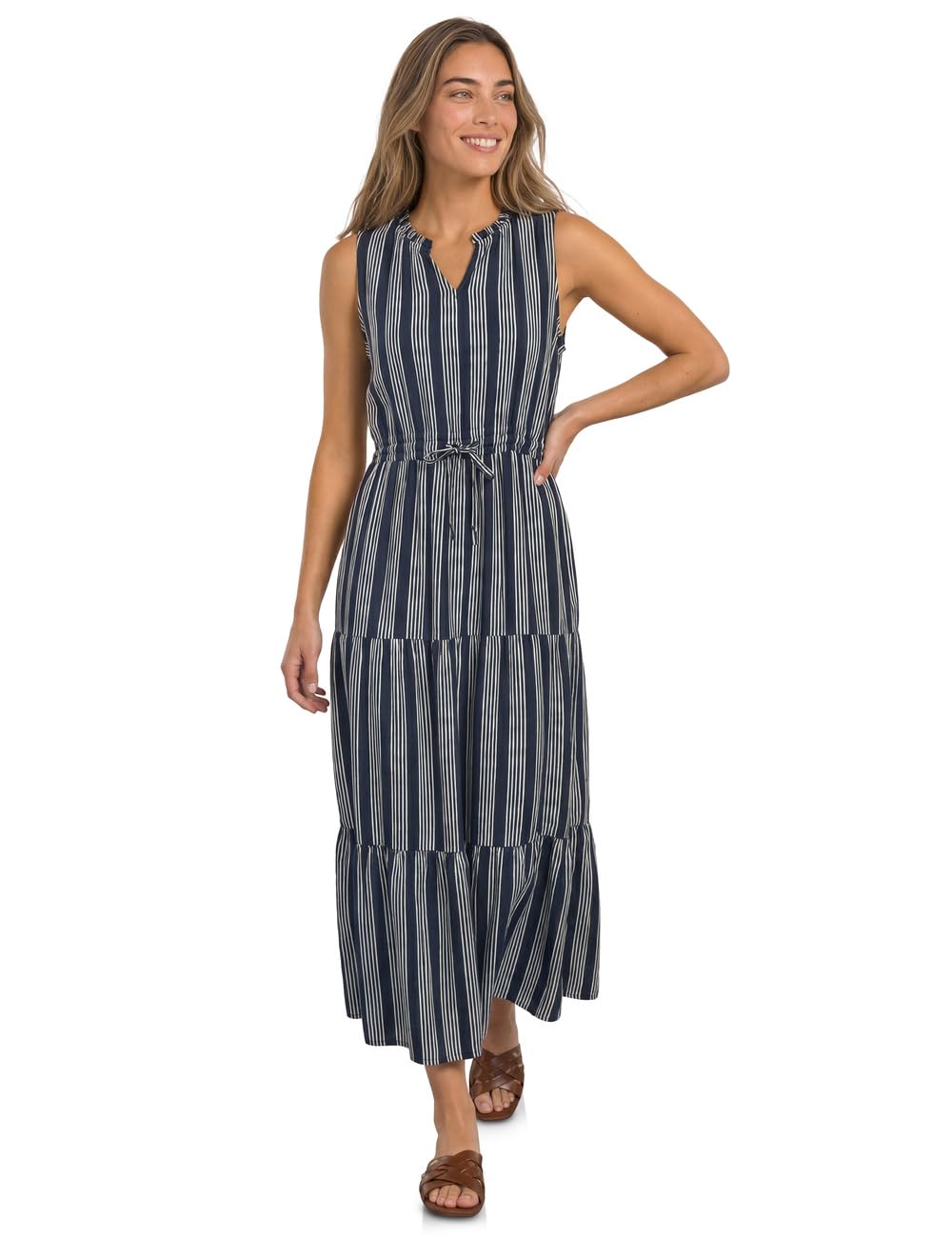 Street One Maxi Dress with Flounces and Print Darkest Blue 44