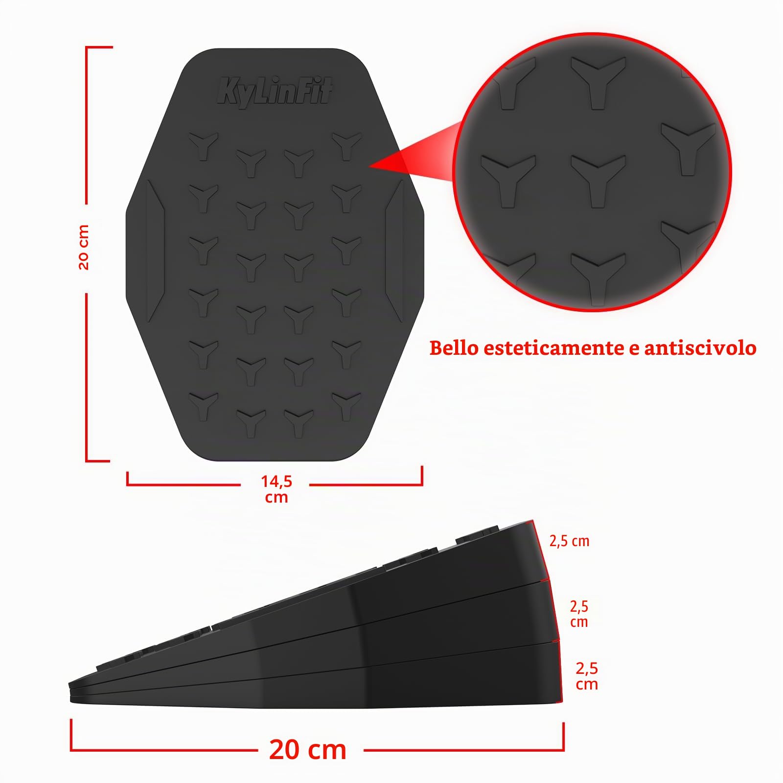Squat Wedge Block Set da 6 pezzi, rampa per squat regolabile antiscivolo, tavola inclinata per allungamento polpacci, blocchi yoga, per squat con tallone sollevato, sollevamento pesi