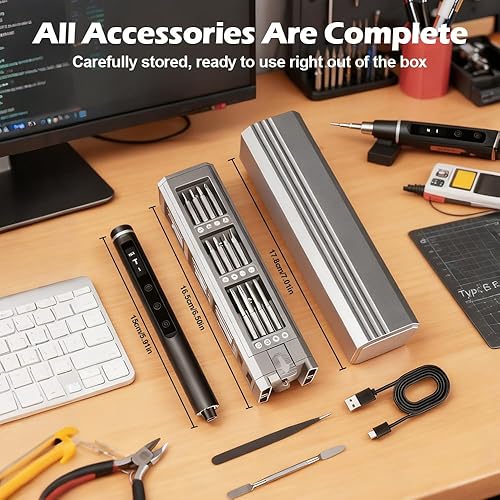 Miniatura 8 de Juego de mini destornilladores eléctricos, juego de destornilladores de precisión, almacenamiento magnético, kit de herramientas de reparación