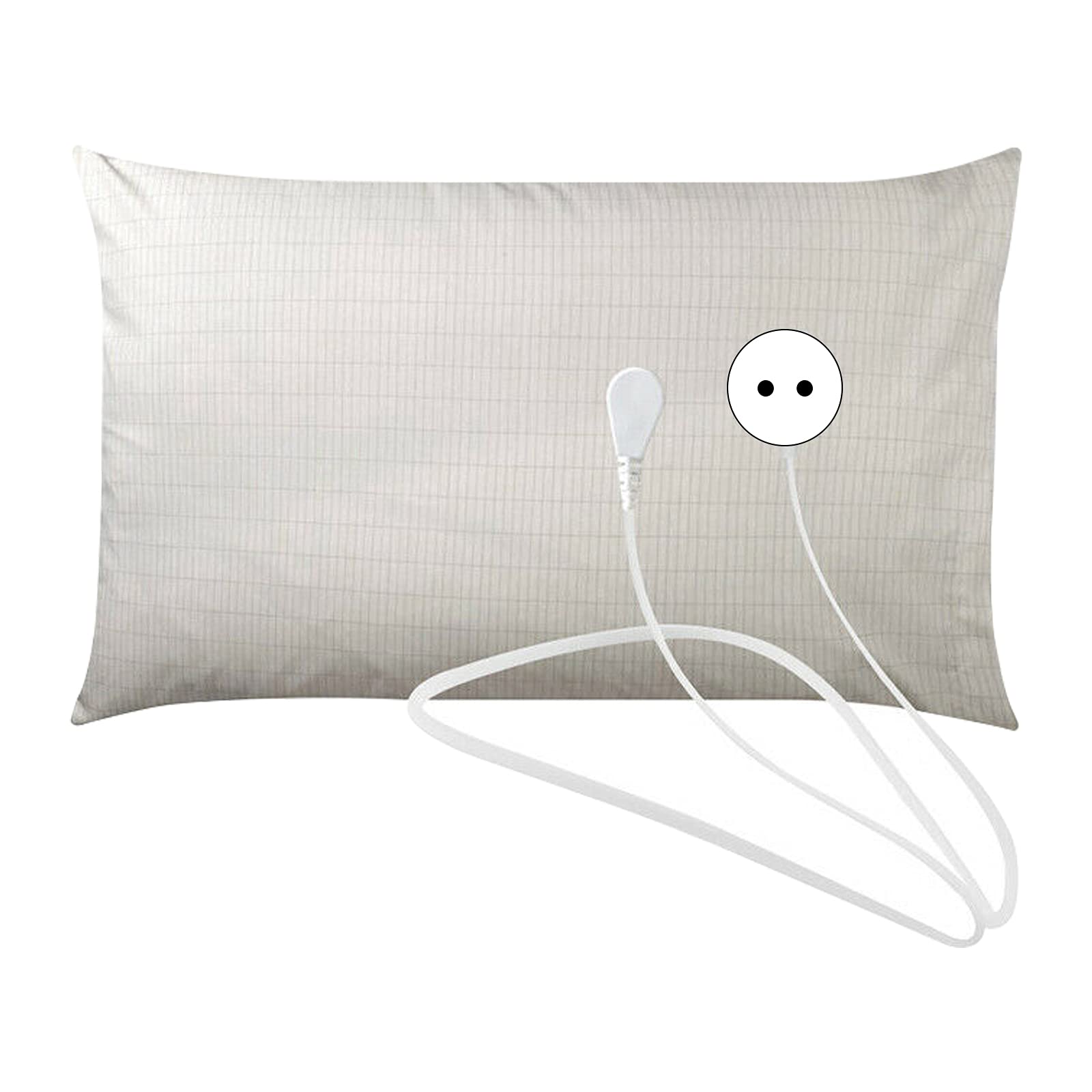 Federa Per Cuscino Messa A Terra 50x70 Cm - Cotone Biologico Con Fibre D'Argento - Include Cavo 4,6m E Bracciale - Grigio
