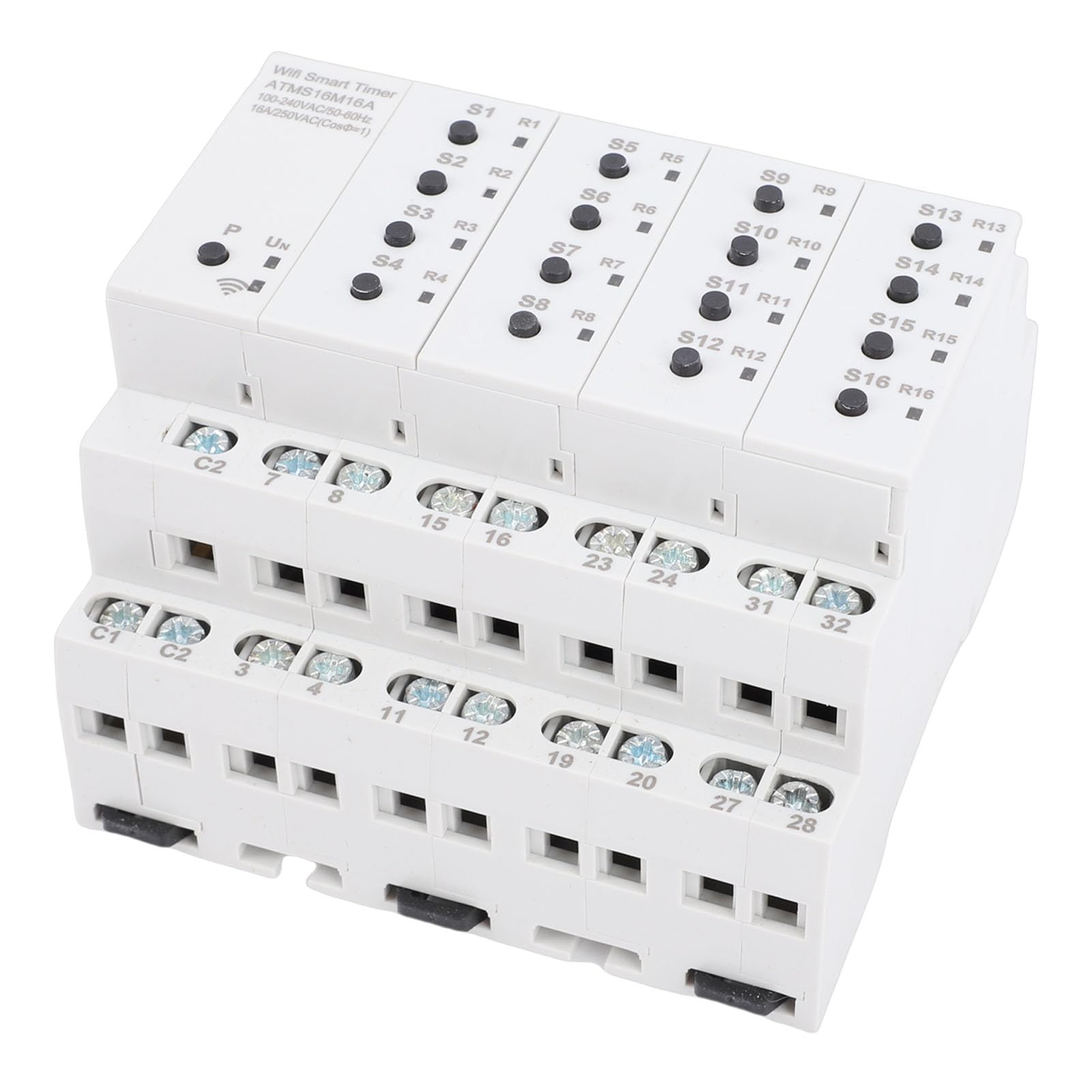 Generic Interruptor de Temporizador Inteligente WiFi 16A 16 Canales Control de Voz Interruptor Inteligente para Monitoreo de Seguridad en el Hogar