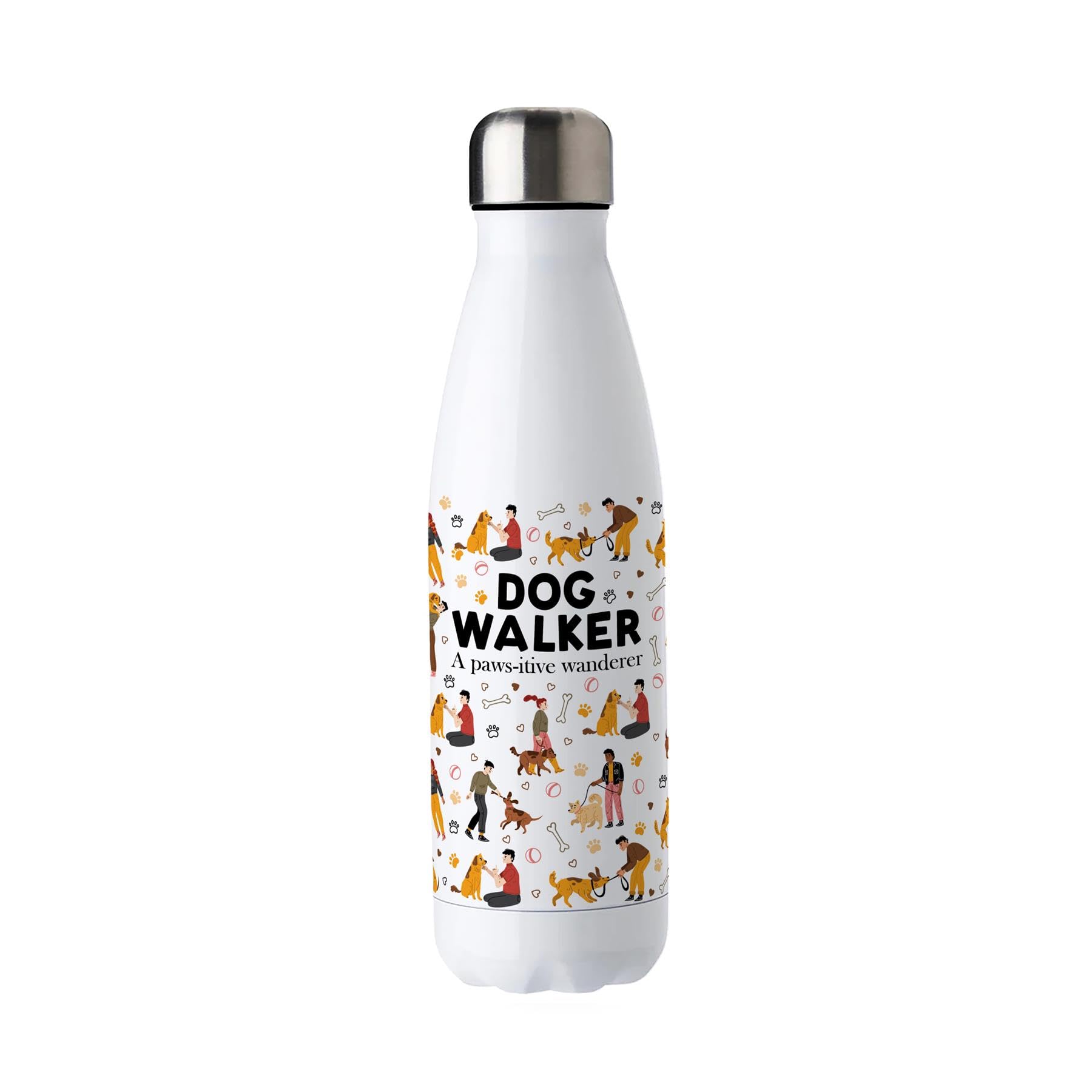 Novelty Dog Walker Reusable Water Bottle - 500ml Stainless Steel Gift