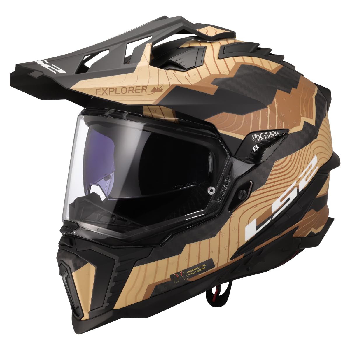 LS2, Casco Moto Cross Explorer Carbon Trick Matt Brown Sand