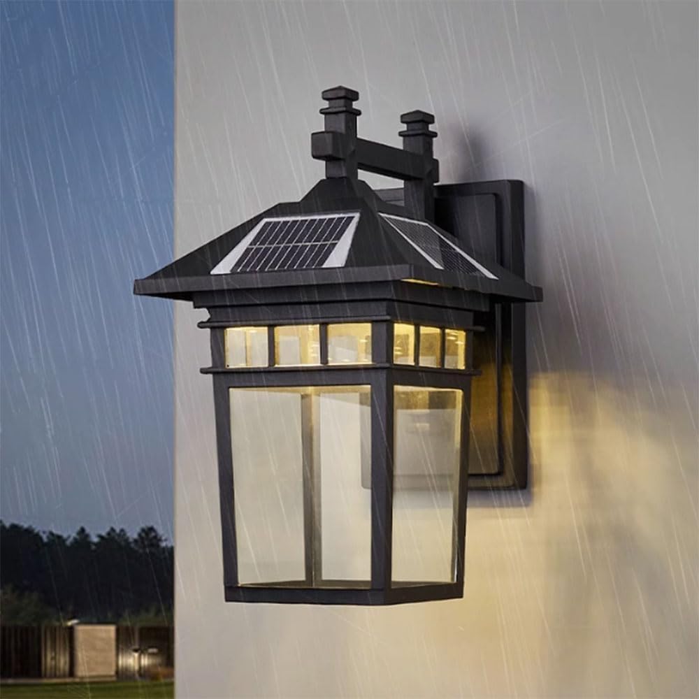 noxozoqm Solar Outdoor Wall Light Solar Waterproof Wall Light Four Color Wall Light Garden Terrace Outdoor Wall Light(32cm)