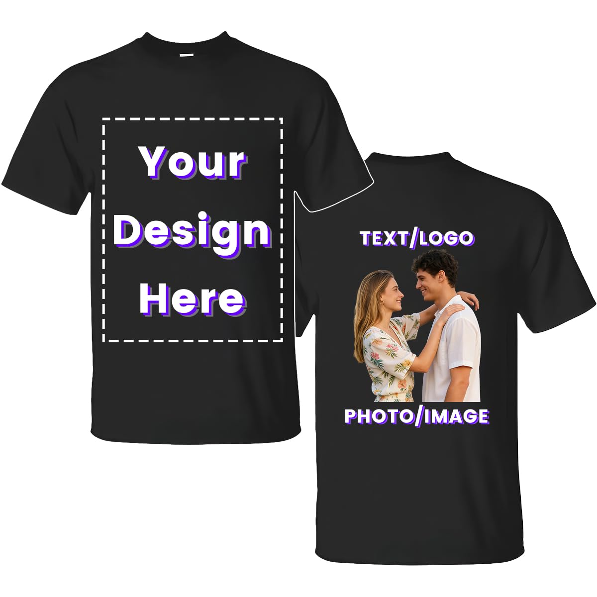 FEEGO Custom T-Shirts for Men Women - Create Your Own Shirt Personalized Tee with Photo or Text Print