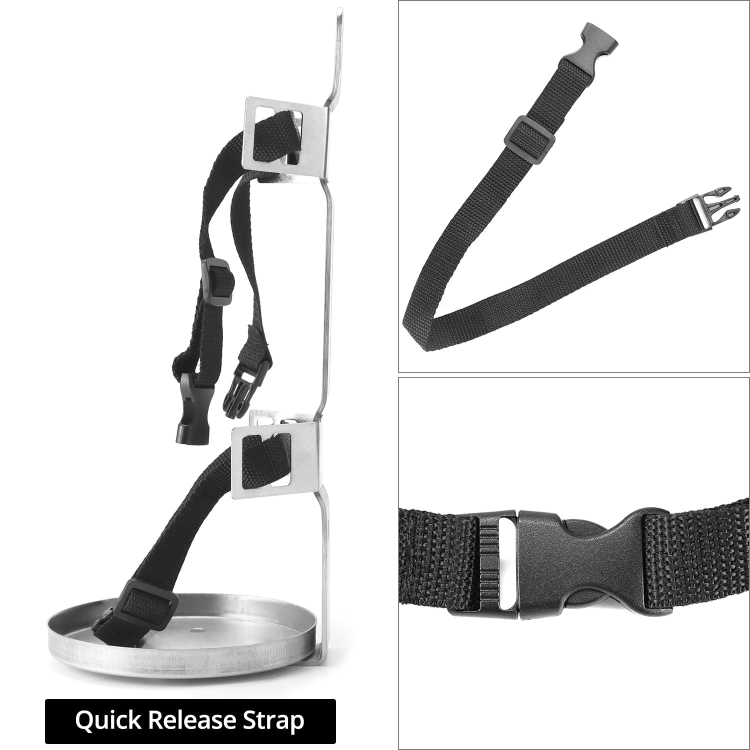 QWORK Paquete de 2 soportes de metal para extintor de incendios, soporte de pared de acero inoxidable resistente compatible con extintores de incendios de 6 a 9 libras, correas ajustables, para el