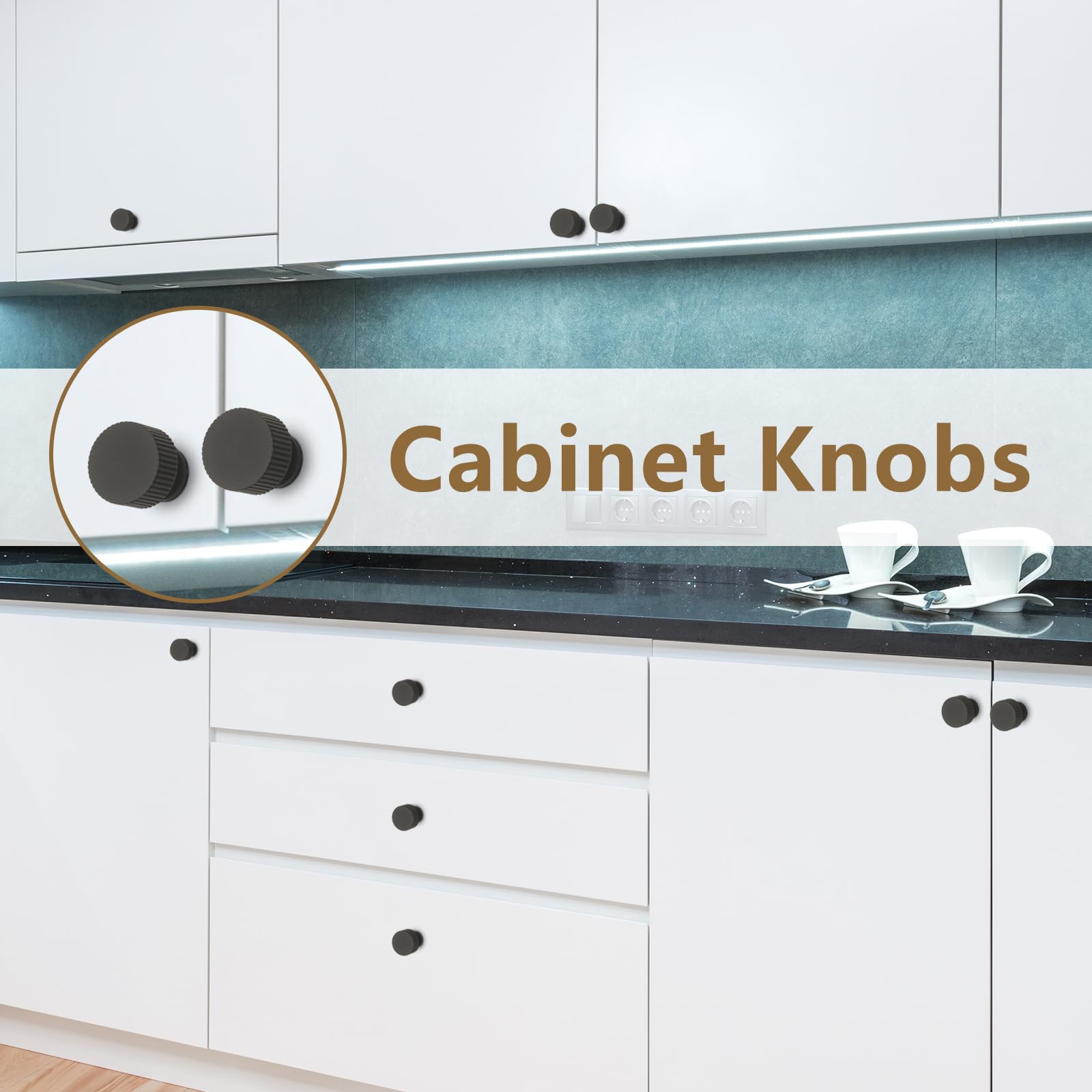 ZAUYX 10 Pack Matte Black Cabinet Knobs 1-1/4 Inch, Jasper Pulls Solid Dresser Knobs Drawer Knobs Kitchen Cabinet Knobs Single Hole Knob For Cabinets And Drawers Round - View #10