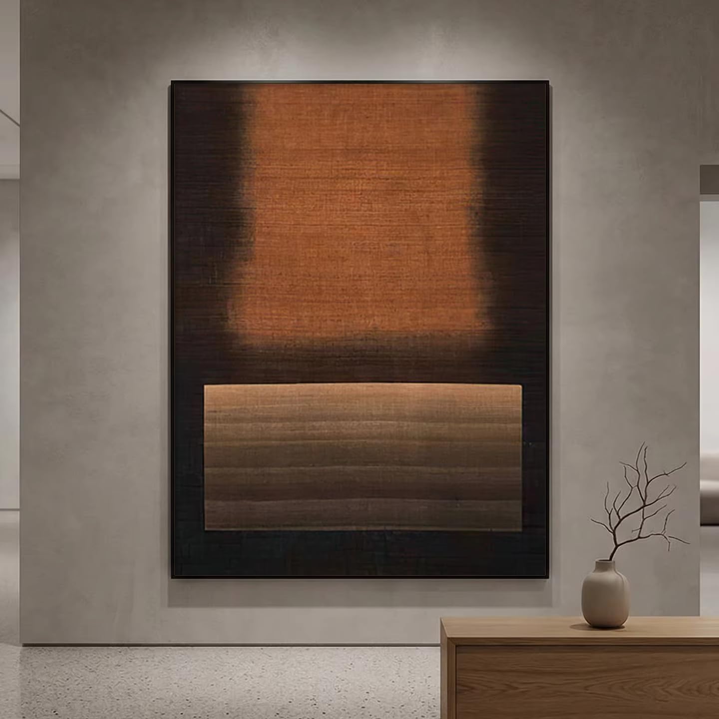 awtrhfc Minimalist Canvas Prints, Neutral Brown Beige Textured Wall Art, Earth Tone Abstract Unframed Poster.(60x80cm(24x31in)/No frame)