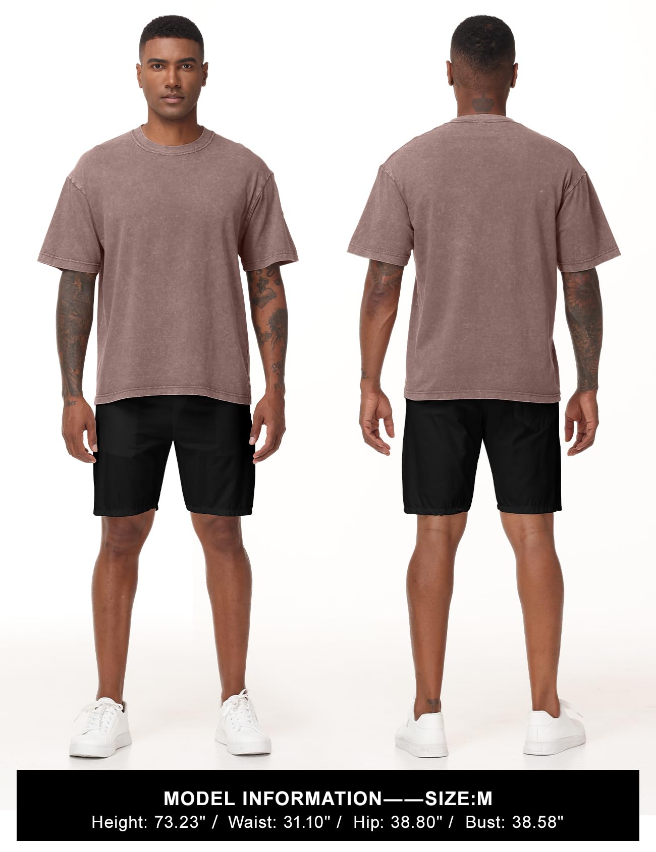 Eisctnd 4er-Pack Herren Oversized T-Shirts Heavy Cotton Vintage Tee Loose Fit Baggy Kurzarm Casual Streetwear Unisex Tops