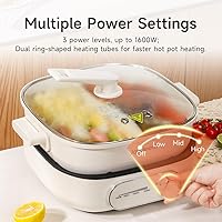 Vista 4 de Joydeem - Olla caliente eléctrica con divisor, olla doble sabor Shabu Shabu de 6L/6.3 qt, UL listada y protección contra hervido en seco, adecuada