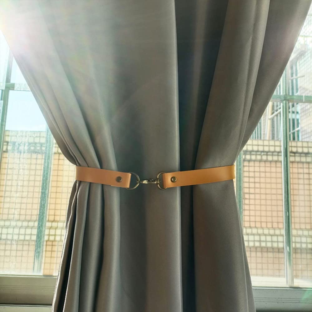 Fermatenda In Pelle Sintetica Con Fibbia - 2 Pezzi Marrone, Stile Rurale Retrò Per Camino E Finestre