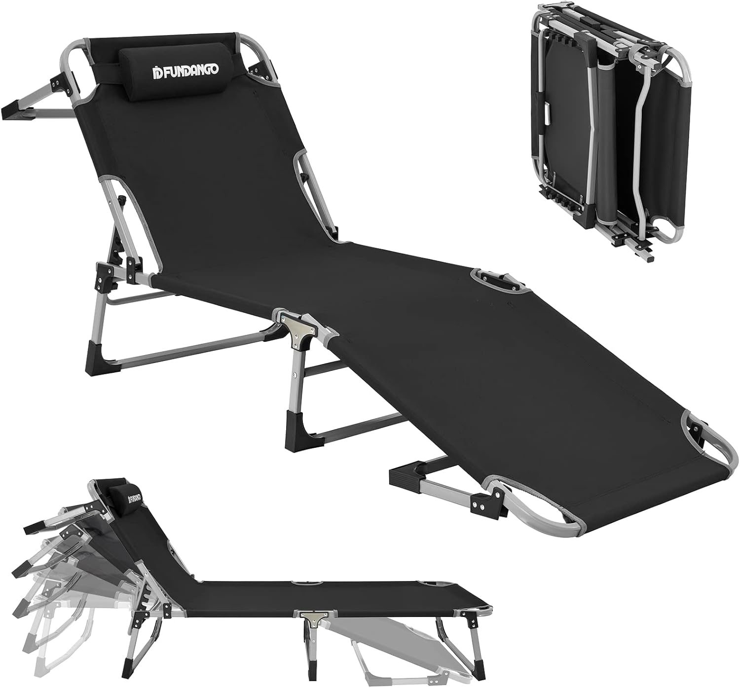 FUNDANGO Patio Chaise Lounge Chair, Outdoor Portable