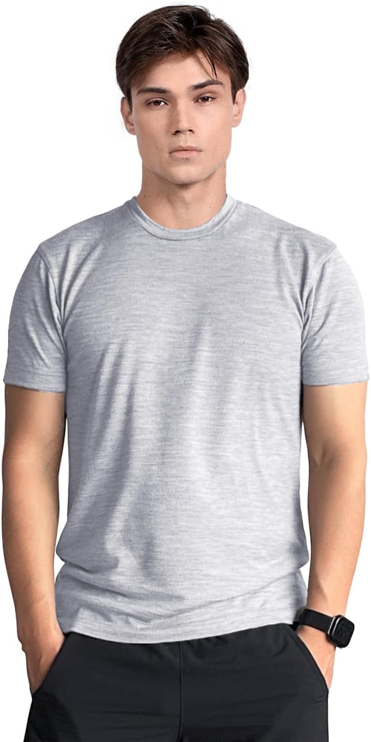 Men's Merino Wool T-Shirt – Ultra Soft, Odor Resistant, Temperature Control & Quick-Dry Base Layer, All-Season