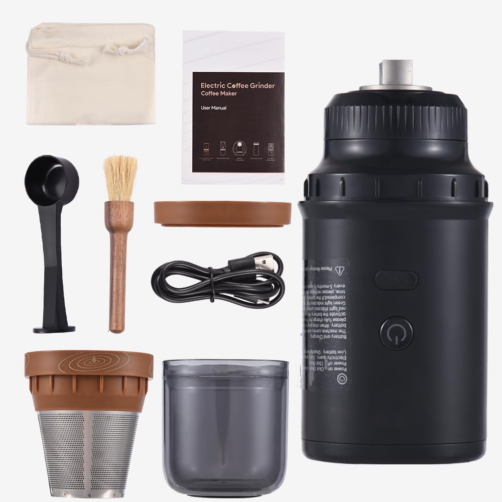 Granínea de Granos de café, Molinillo de café Eléctrico 25 Engranajes USB Ajustables Molino Recargable con Acero Inoxidable para el café de Goteo de Prensa Francesa 7.91 X 3.14in