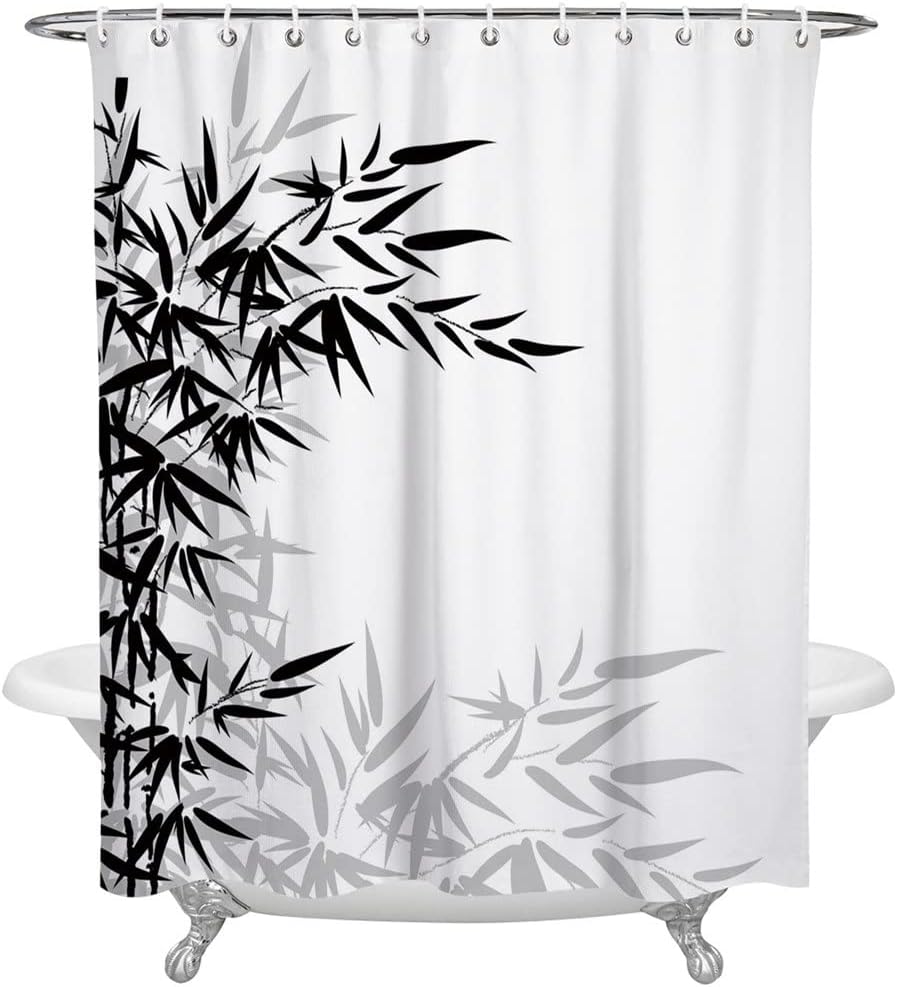 Black and White Shower Curtain Home Bath Decorative Polyester Fabric Bathroom(183X183CM)