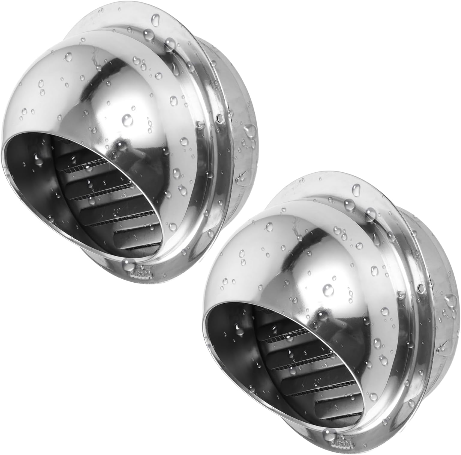 Edelstahl Lüftungsgitter Rund 80mm - Lamellengitter Mit Insektenschutz