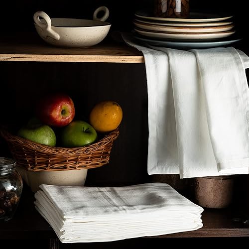 Miniatura 3 de Toallas de cocina blancas clásicas de algodón para secar pintura en aerosol, sublimación, bordado, costura de 18 x 28 pulgadas, sin arrugas,