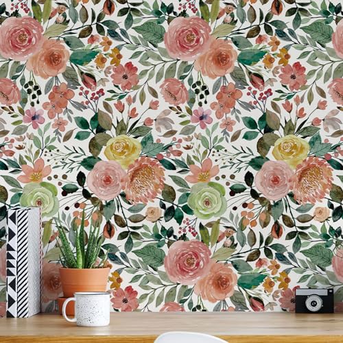 Simon&Siff Floral Peel and Stick Wallpaper, 17.3" x 400" Floral