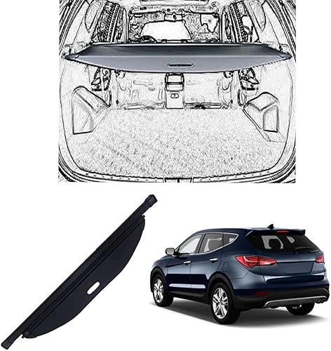 kaungka Cubierta de carga retráctil para Hyundai Santa Fe Sport 15-18 Trasero de seguridad Negro (no apto para 13-14 Santa Fe Sport)