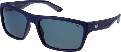 CAT 8021 - Lentes de sol cuadrados polarizados para hombre, azul marino mate, 2.54 pulgadas, protección UV400, Azul marino mate
