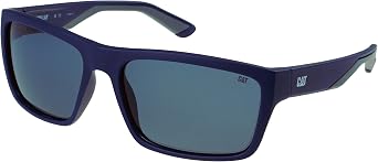 Cat CATERPILLAR 8021 Mens Polarized Square Sunglasses, Matte Navy, 61mm, Matte Navy, 61mm, Matte Navy , 61 mm