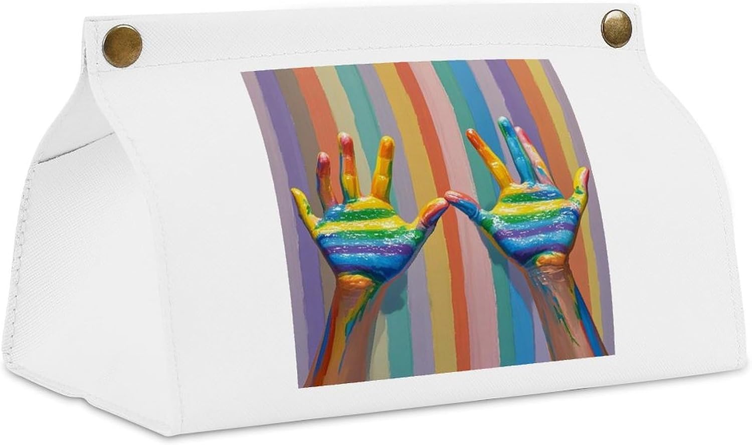Decorative PU Tissue Paper Holder Proud of The Rainbow Printed Tissue Box Cover Napkin Tissues Organizer Home Decor for Bathroom Night Stands Desk Car Dining Table