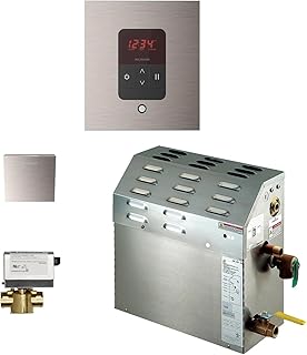 Mr.Steam eSeries MS400EC1 9kW Steam Bath Generator at 240V with iTempo Square Control Brushed Nickel with matching AromaSteam SteamHead, and AutoFlush (max 257 cubic feet)