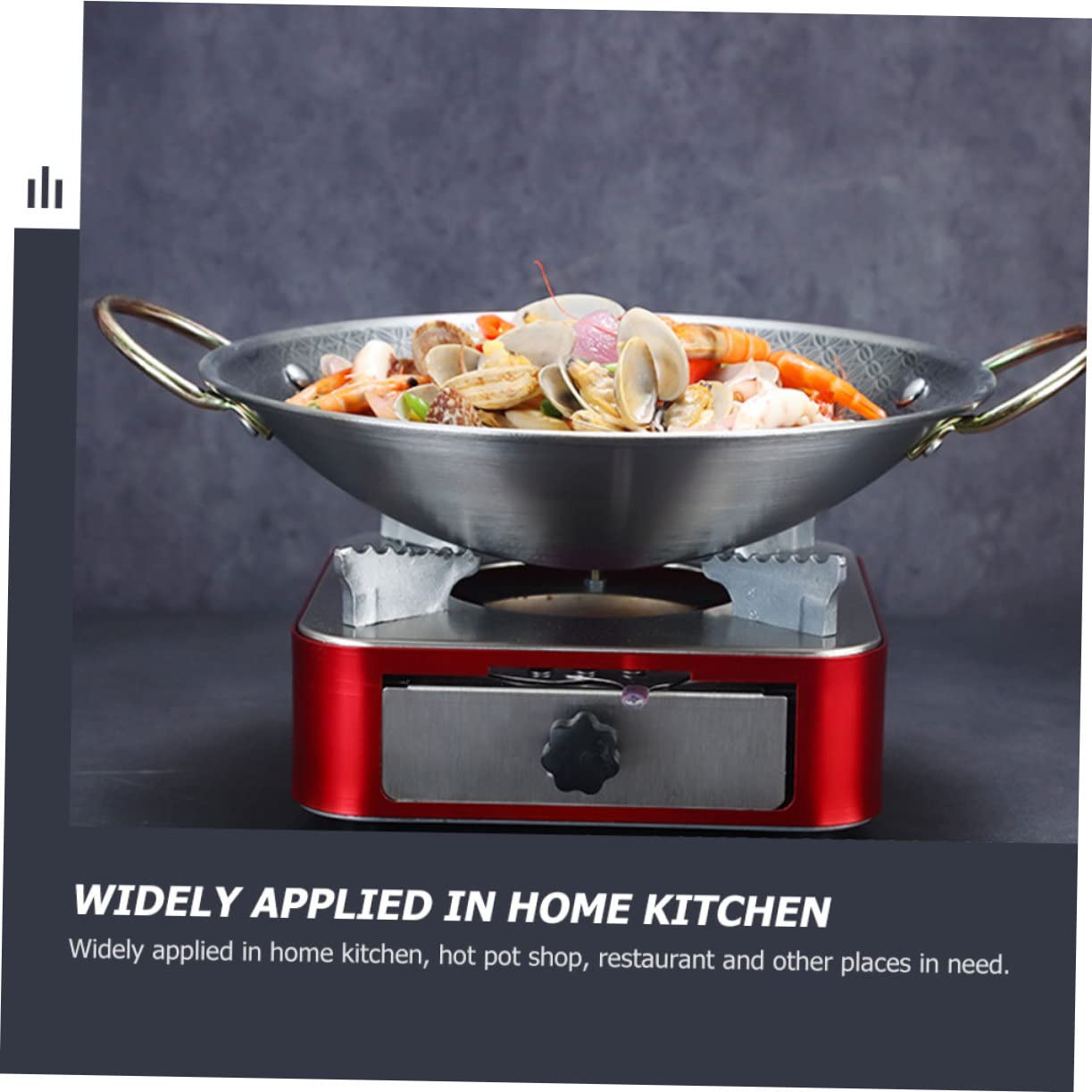DECHOUS Padella Paella in Acciaio Inox Doppio Manico, Vaschetta | Resistente All'usura, Facile Pulire e Appendere, Adatta per Cucina Domestica e Locale Hot Pot