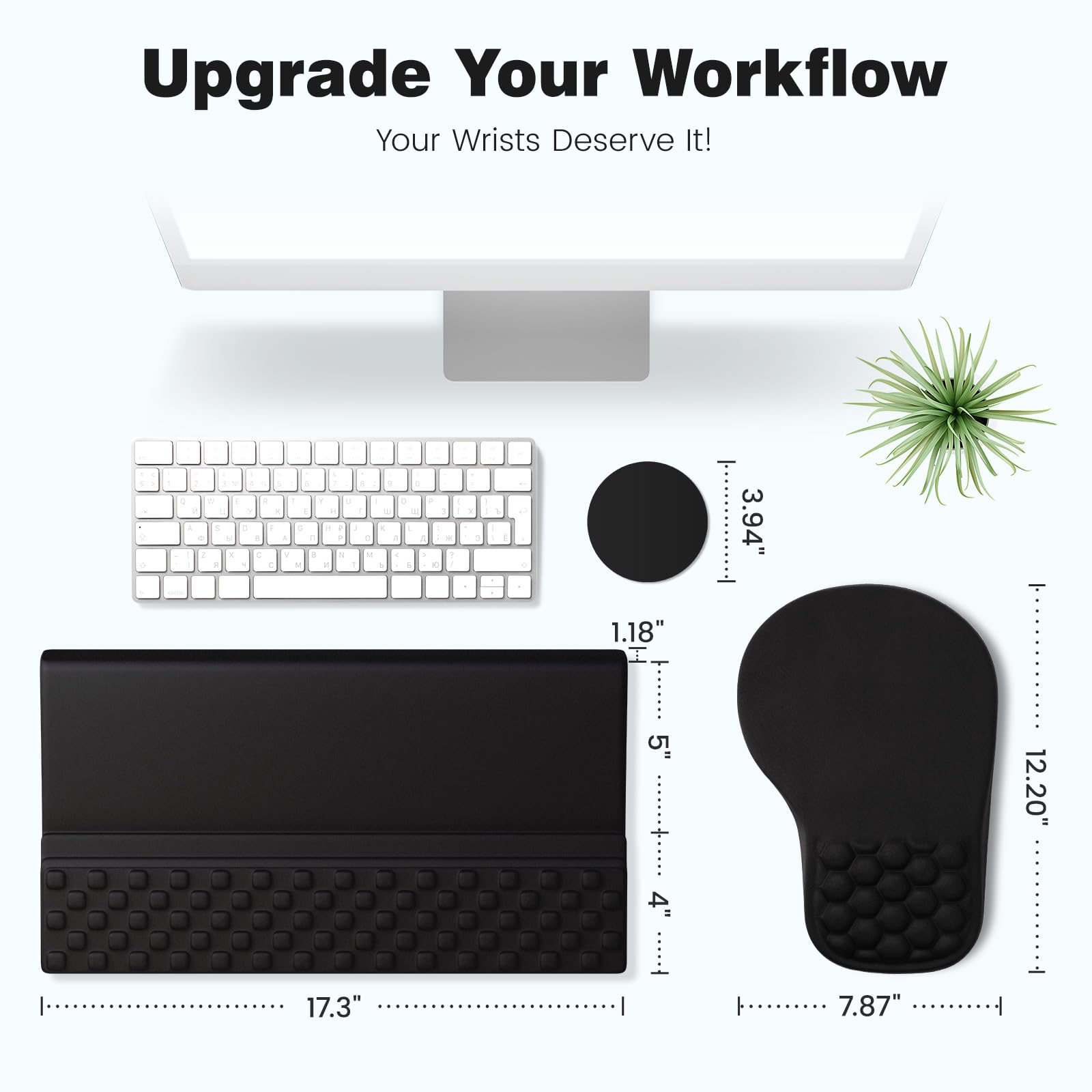 Ospelelf Set 3 in 1 con poggiapolsi e tappetino ergonomico per mouse