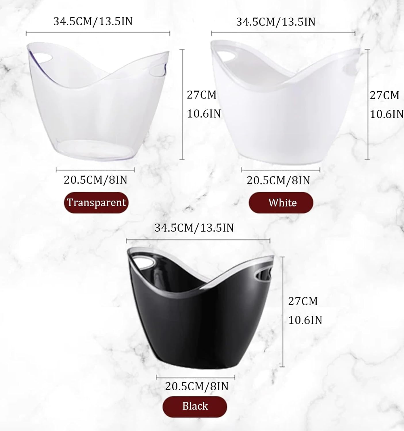 Ice Buckets For Parties Yuanbao Shape Bilateral Handles, Acrylic Ice Buckets For Parties Use As Wine Bottle Chiller To Beer Bucket Holder(Clear)