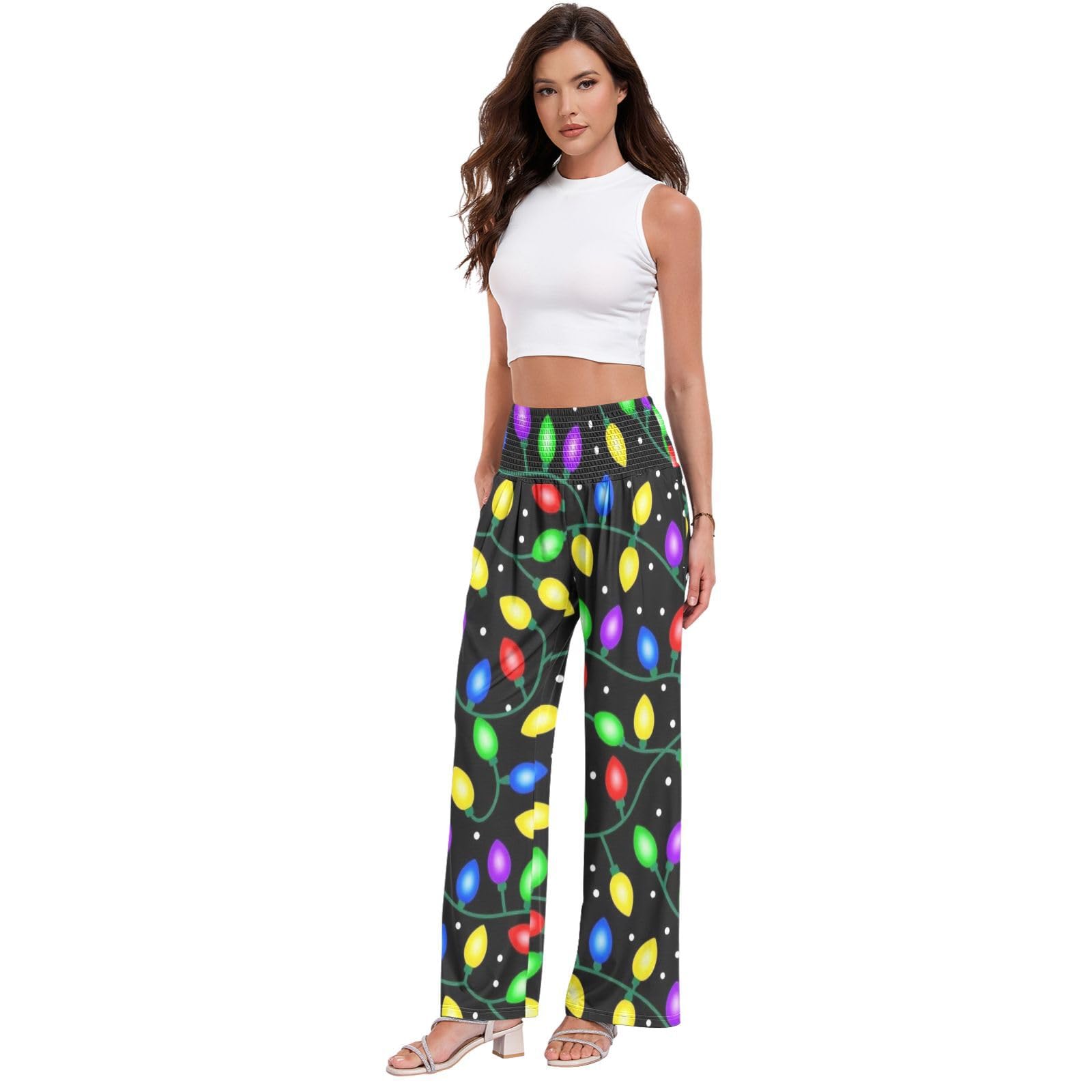Coloridos pantalones de Navidad para mujer, resistentes a las arrugas, casuales, viajes