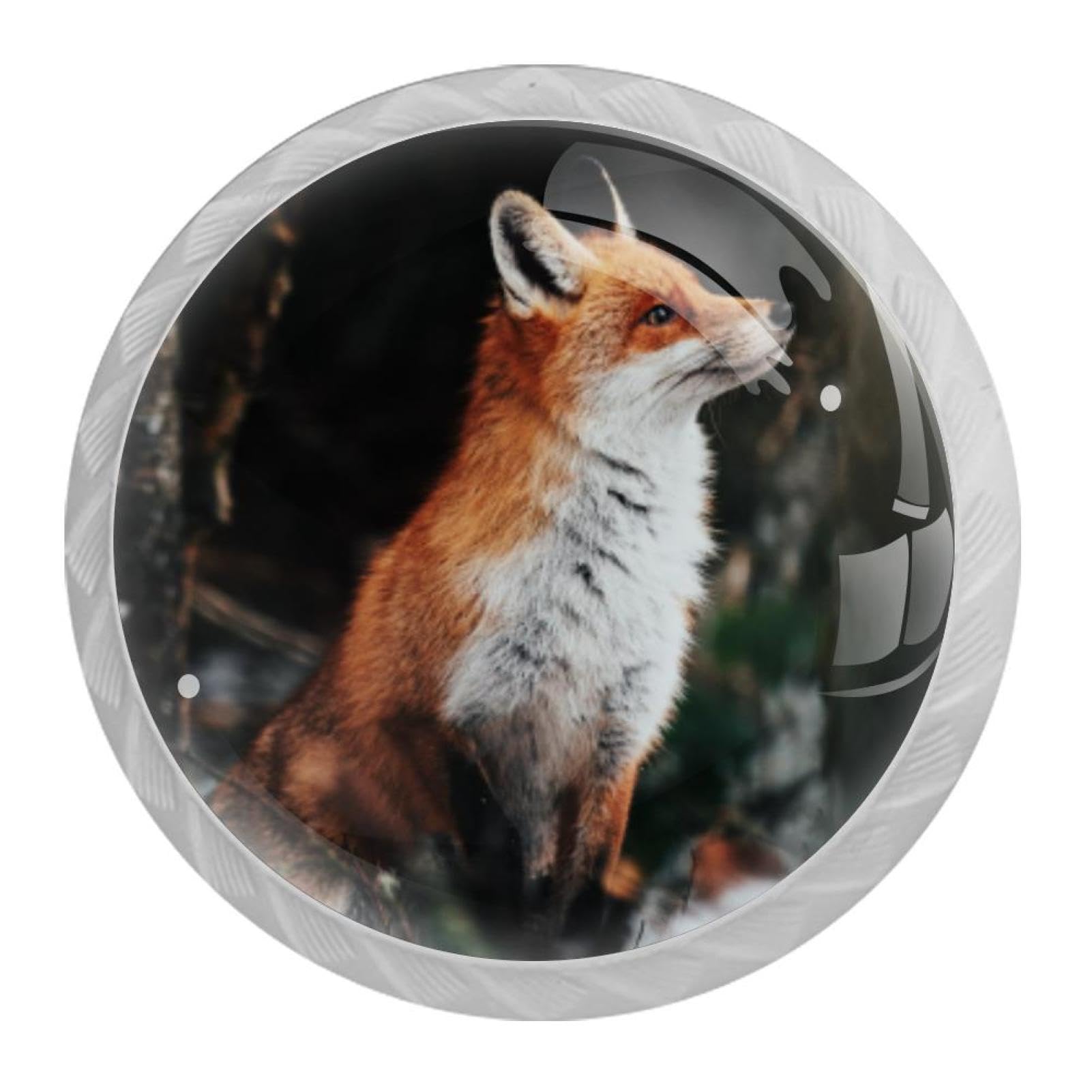 Tqmspg Multi15 4 Pieces Drawer Pulls Fox Animal Door Knobs Dresser Handles For Kitchen Wardrobe Cupboard Hardware Furniture