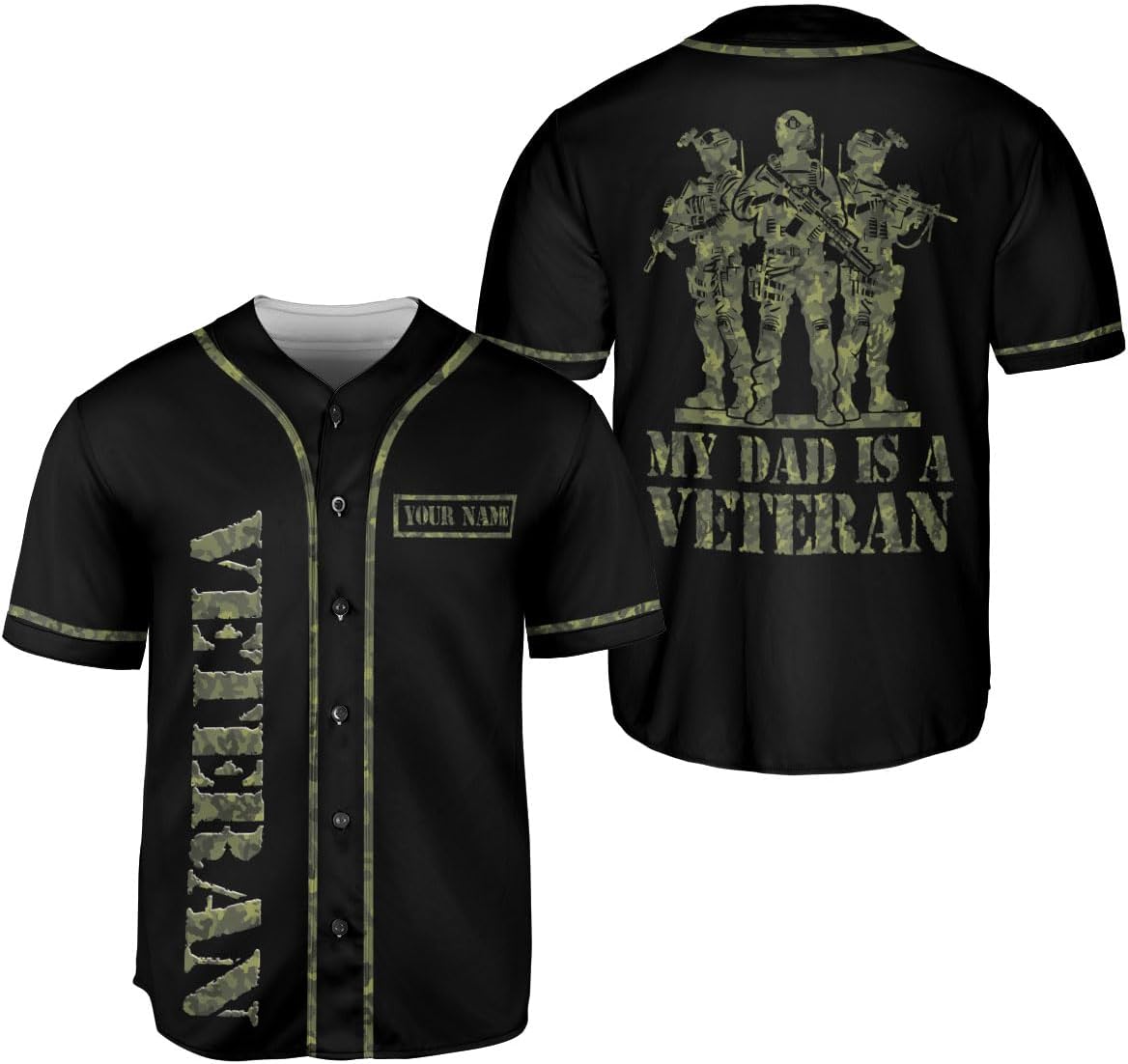 Personalized Name Veteran Baseball Jersey Shirts for Men, Us Army Shirt, Veterans Day Shirts for Dad, Grandfather