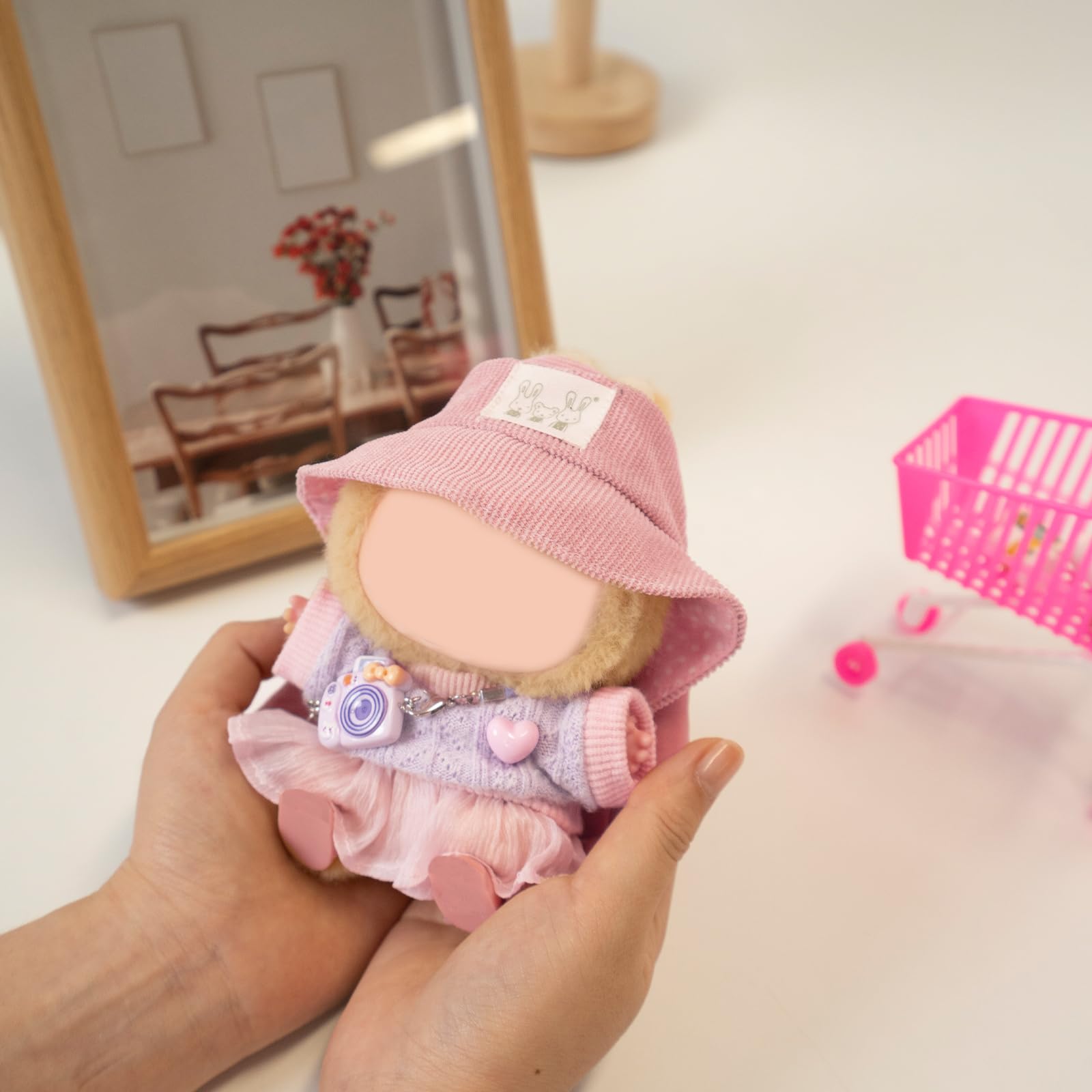 Conjunto de 5 piezas de 6.7 in para muñeca, parte superior de punto, conjunto de moda para figuras coleccionables, sombreros, vestidos, faldas, accesorios colgados, cámaras, zapatos) no incluye muñeca 6