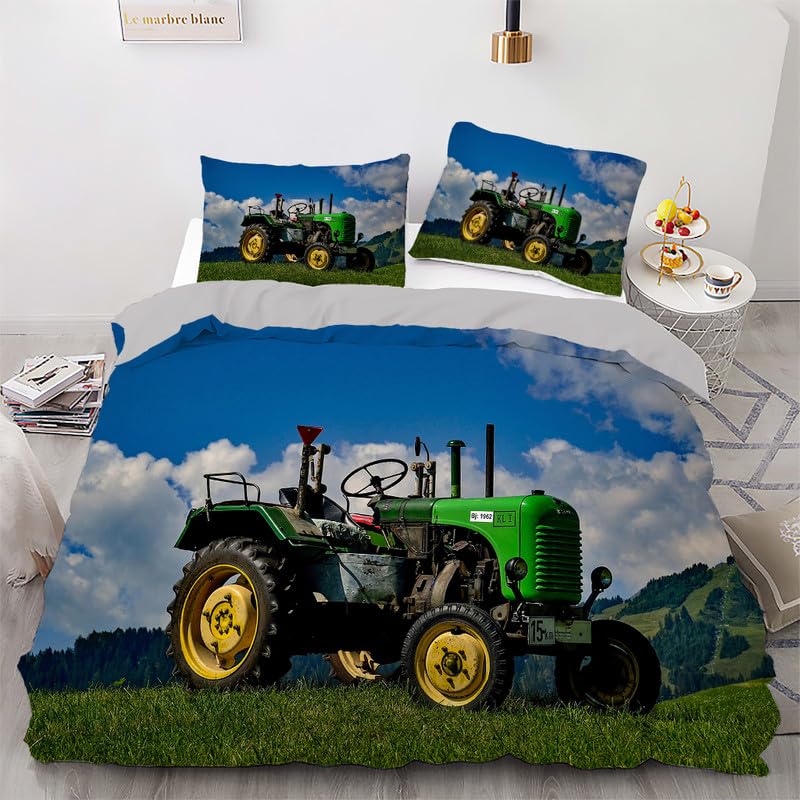 Funda nórdica de tractor para cama 90 suave colcha infantil azul de microfibra de 155x220 cm