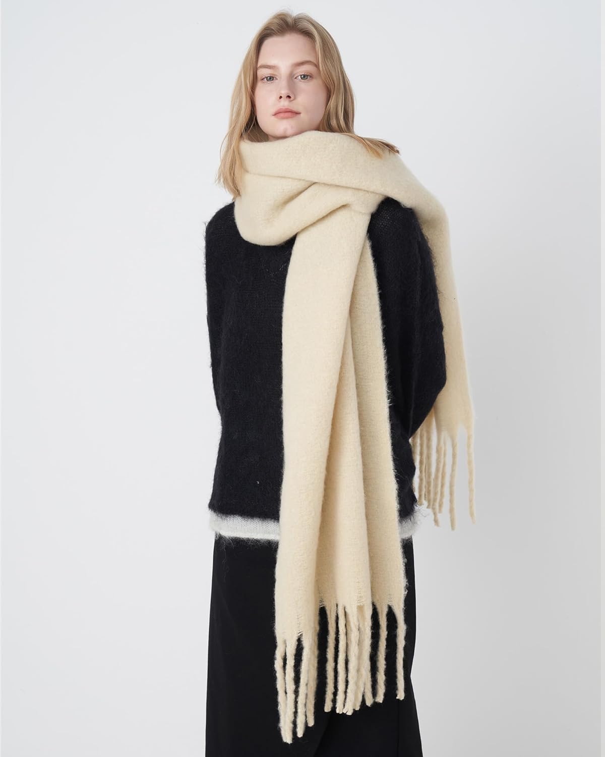 Oversized Winter Scarf for Women, Warm Thick Chunky Blanket Scarves, Soft Cozy Cashmere Feel Shawl Wrap Cold Weather - Image 3