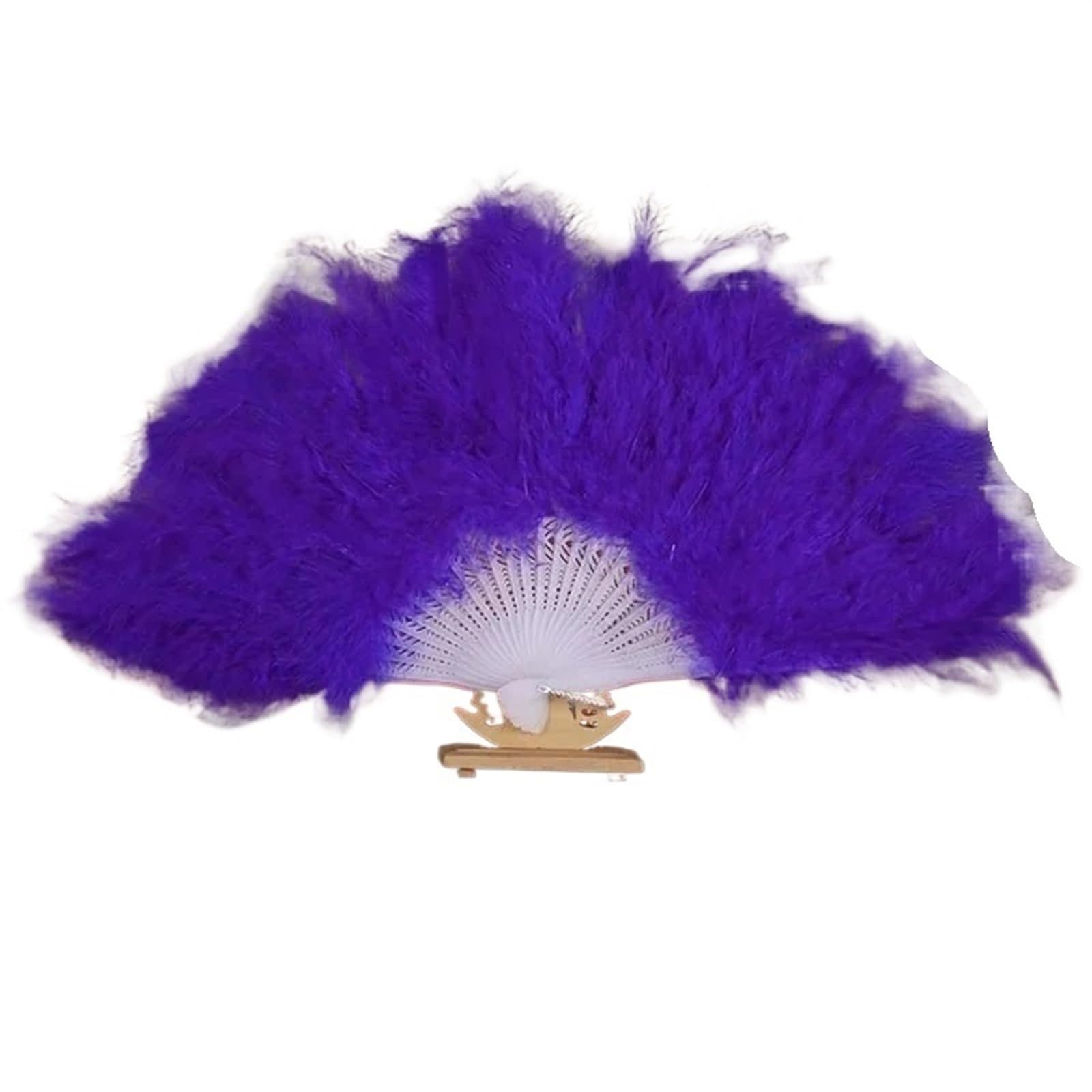 Éventail de plumes pliable 46 cm pour atténuer la chaleur avec élégance