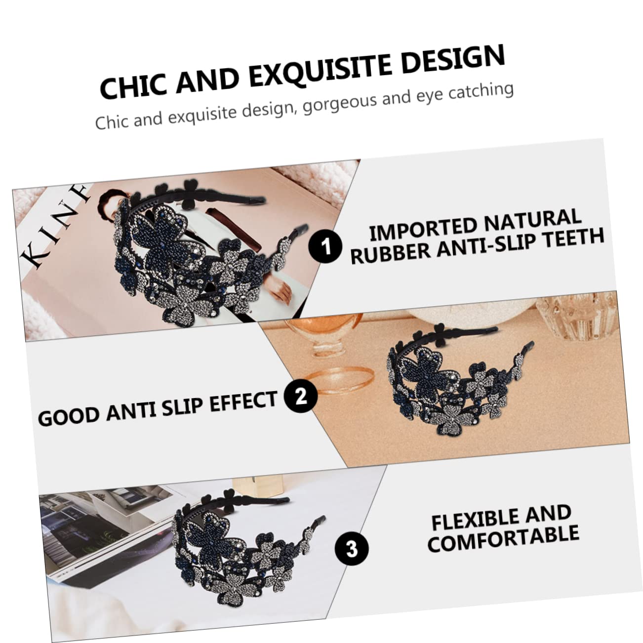 DOITOOL 3pezzi Cerchietto Flapper Accessorio Per e Ragazze Per Cerimonie Antiscivolo e Resistente