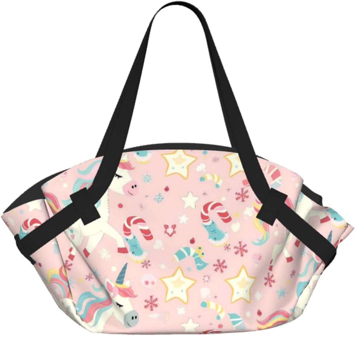 Christmas Unicorns (2) Pattern Foldable Camping Tote Bag Picnic Blanket Bag Portable Beach Mat Tote Waterproof Outdoor Picnic Mat Carry Bag