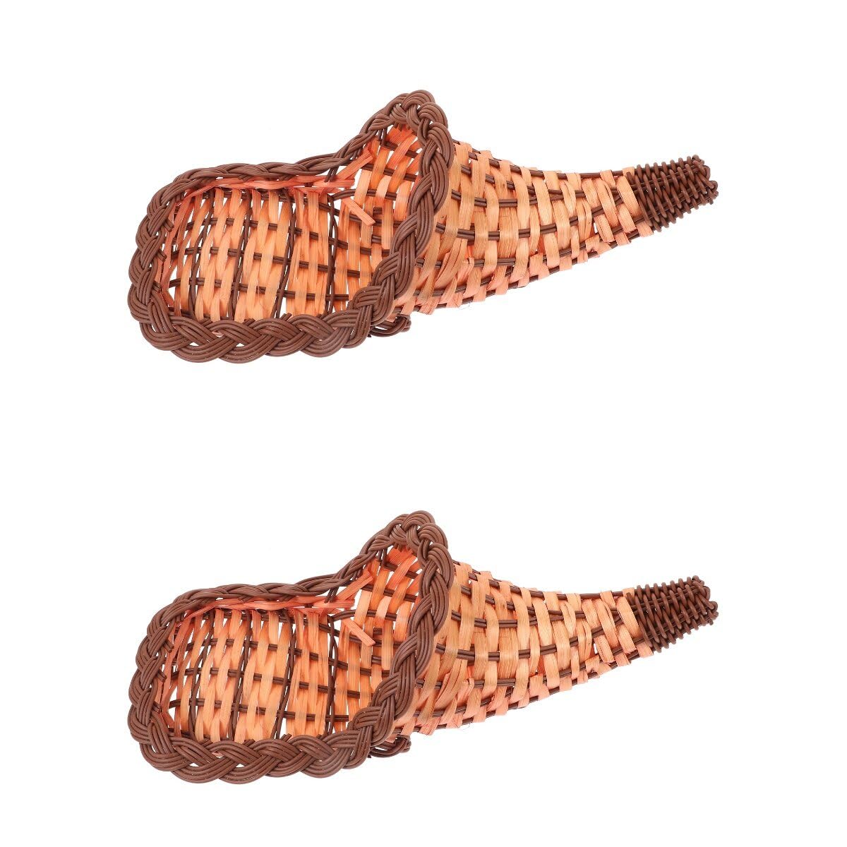 BESTonZON 2pcs Hand Woven Giant Cornucopia Bread Basket Bamboo Storage Basket for Fruits