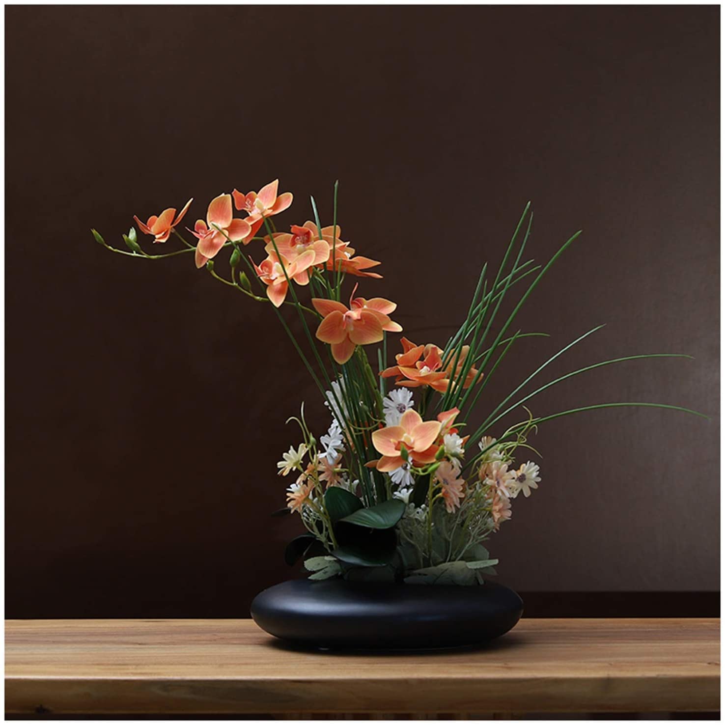 Sztuczny kwiat w doniczce, orchidea, sztuczne kwiaty, sztuczne orchidee, kwiaty bonsai z liśćmi, doniczka ceramiczna do salonu/biura/sypialni, sztuczny kwiat orchidei