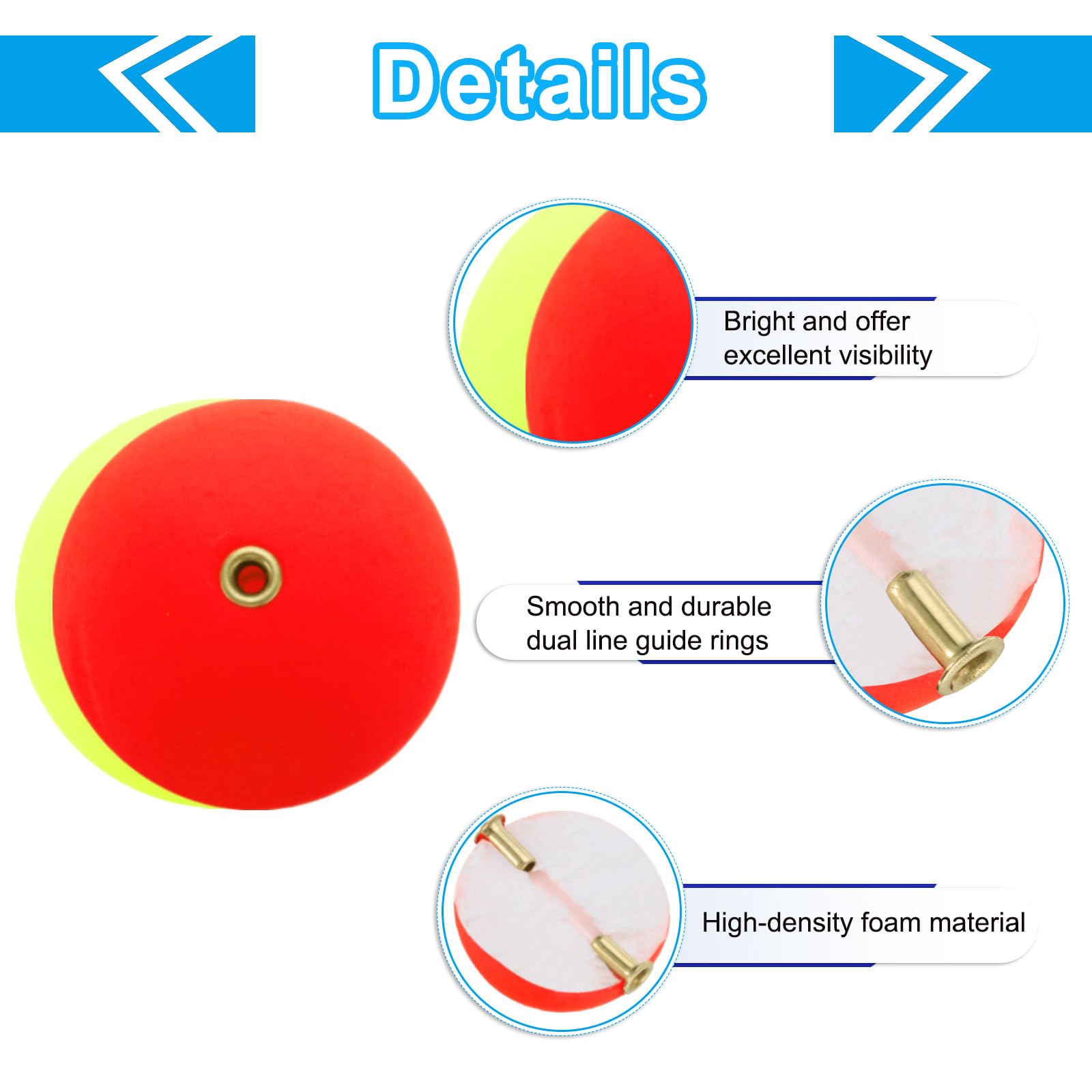 PATIKIL Fishing Bobber 24mm/0.9 Inch Dia, 12 Pack Slip Foam Floats Buoy Rig Stoppers for Crappie Trout Bass Fishing Red,Yellow - Image 3