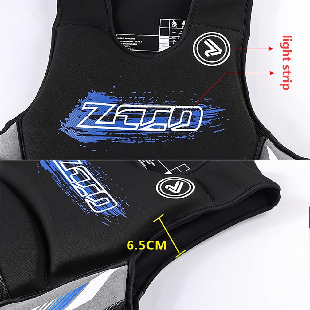 WYYHAA Mens Neoprene Wakesurf Impact Vest, Designed for Surfing and Skimboard, Adjustable Zipper Dual Buckle Foldable Jacket for Paddle Sports, Kayaking, Canoeing