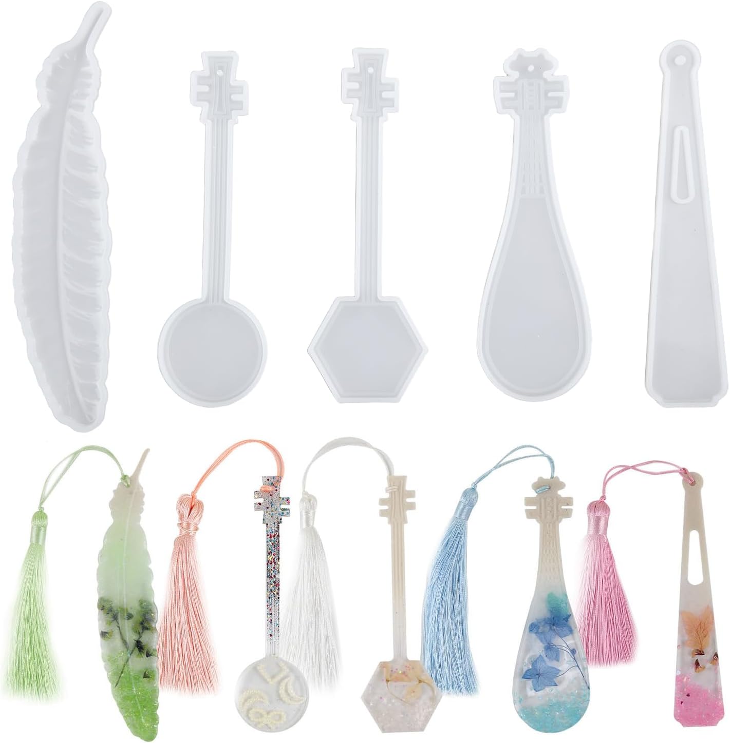 5Pcs Bookmark Resin Silicone Mold, Classical Instruments Bookmarks Molds | Epoxy Resin Molds for Casting Resin Mold for Epoxy Crafts DIY Book Lovers Gifts