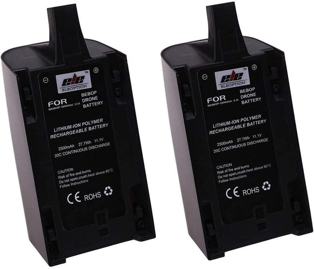 2 Pack 11.1V Drone Battery Pack 2500mAh High Capacity Rechargeable for Parrot Bebop Drone 3.0 Quadcopter - Extended Flight Time