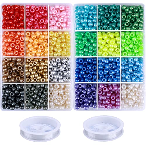 Greentime Pony Beads, 9mm Bright Pearl Color Craft Beads Bracelet Making Kit Hair Beads for Friendship Bracelet Jewelry Making and DIY Crafts for Gifts- 2800Pcs
