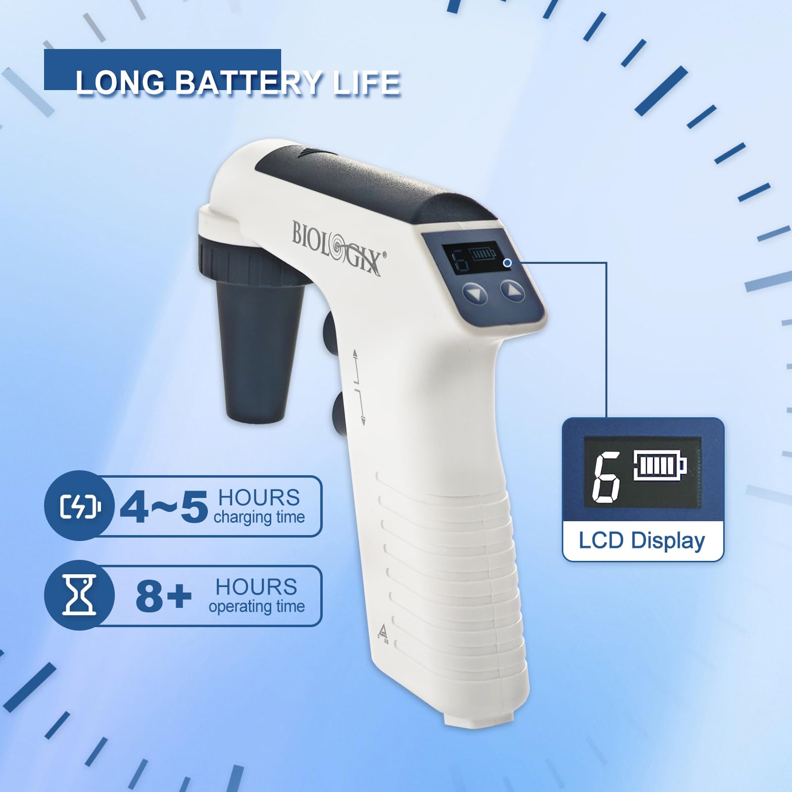 Controlador de pipeta eléctrico, pipetas motorizadas automáticas, llenado de pipetas de 0.1-100 ml con soporte, 6 velocidades ajustables, pantalla LCD, operación con una sola mano